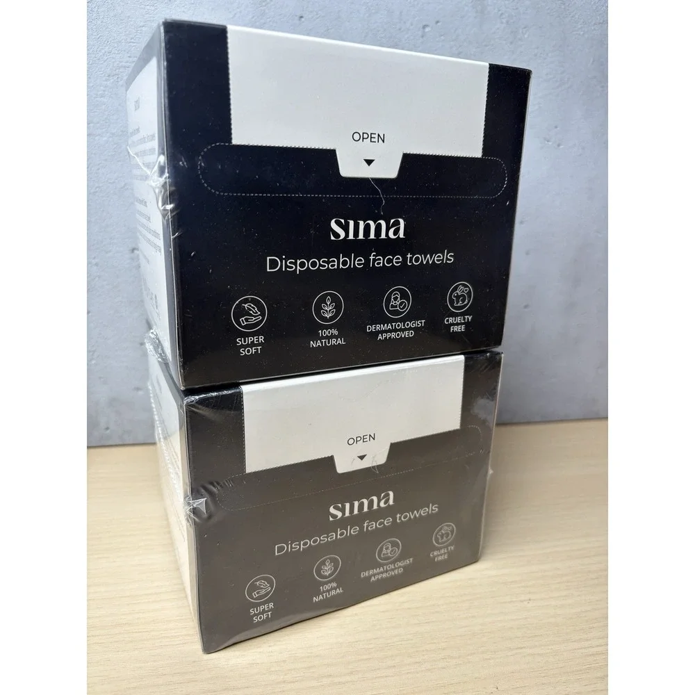Sima Disposable Face Towels for Drying 100% Cotton Face Wipes 1 Box Of 50